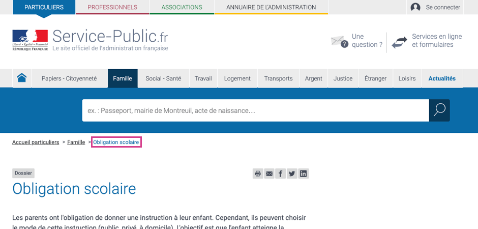 Screenshot of service-public.fr
